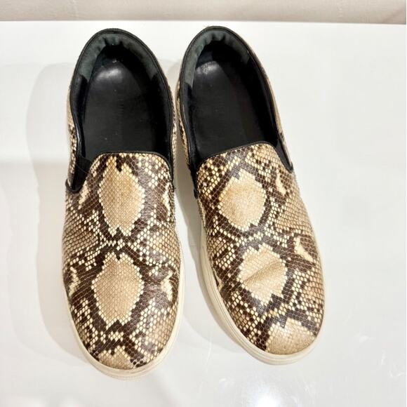 Celine Python Snakeprint Round Toe Slip On Sneakers Beige Women's Size 39 US 8.5